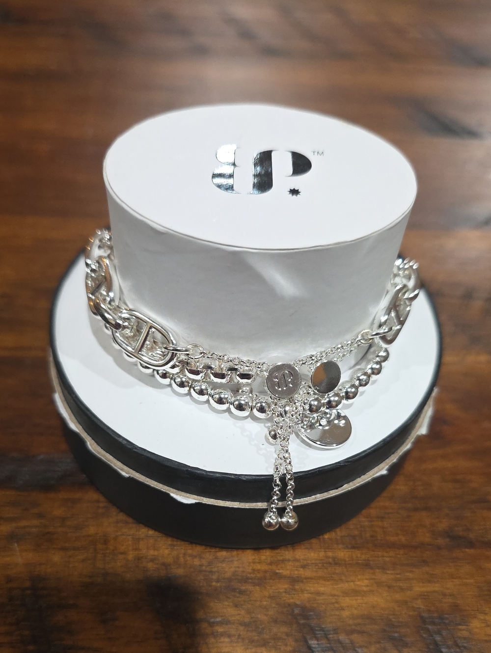 Sterling-Tone Multi-Chain Charm Bracelet - Silver